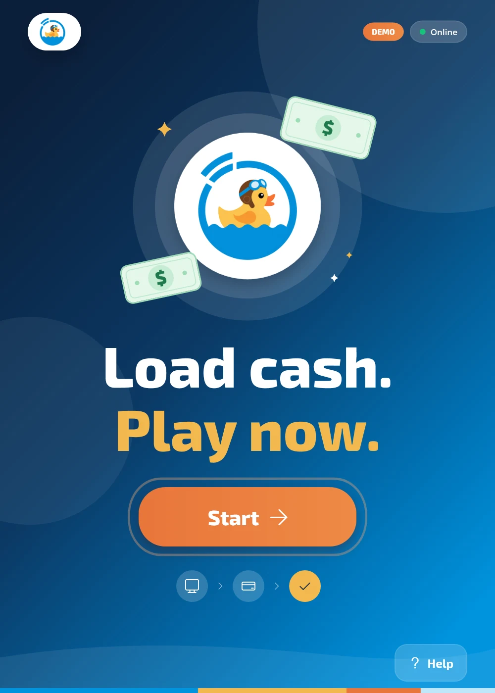 Kiosk welcome screen in portrait orientation
