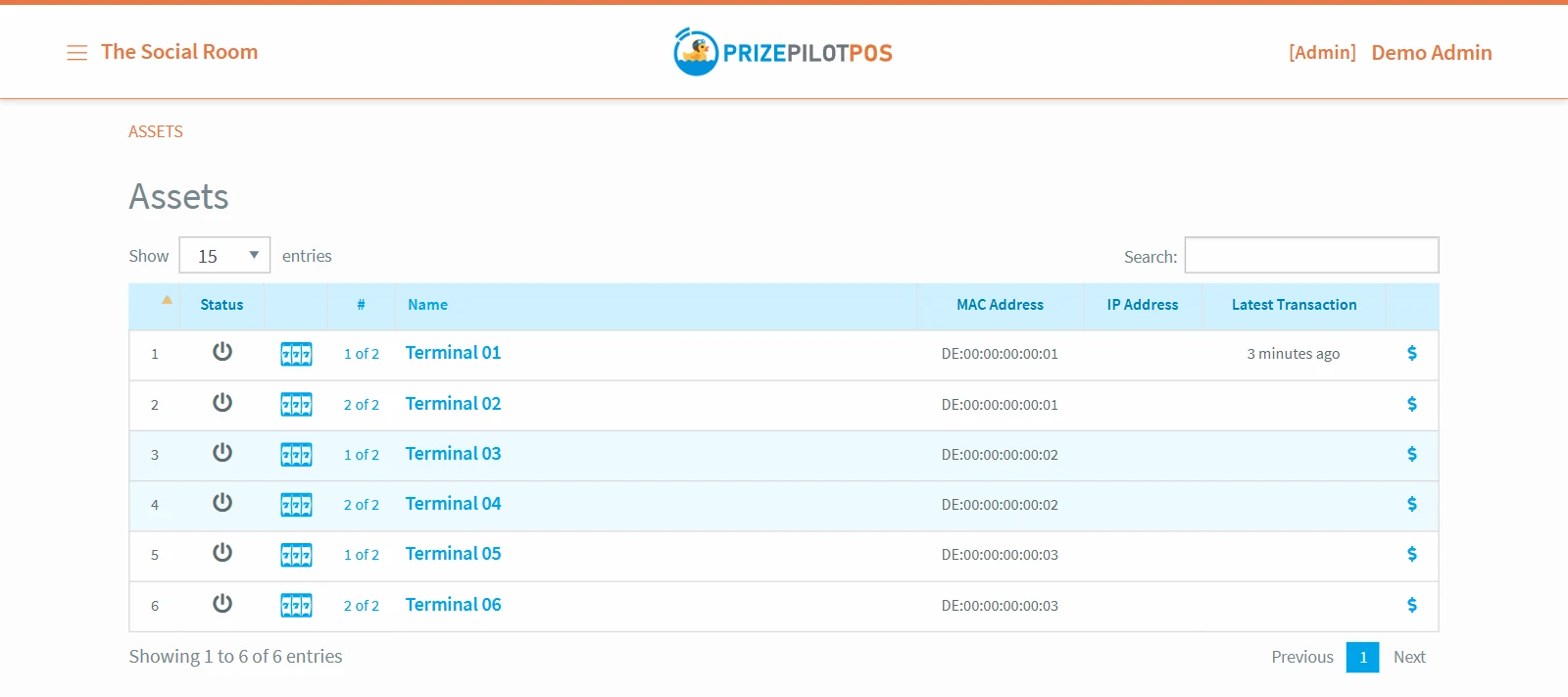 PrizePilot POS assets list